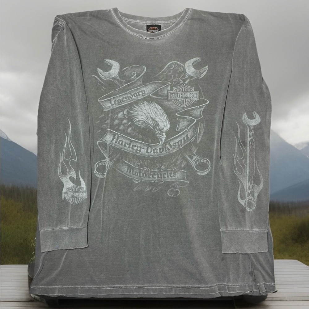 Vintage Harley Davidson long sleeve shirt with sleeve flames sz XL